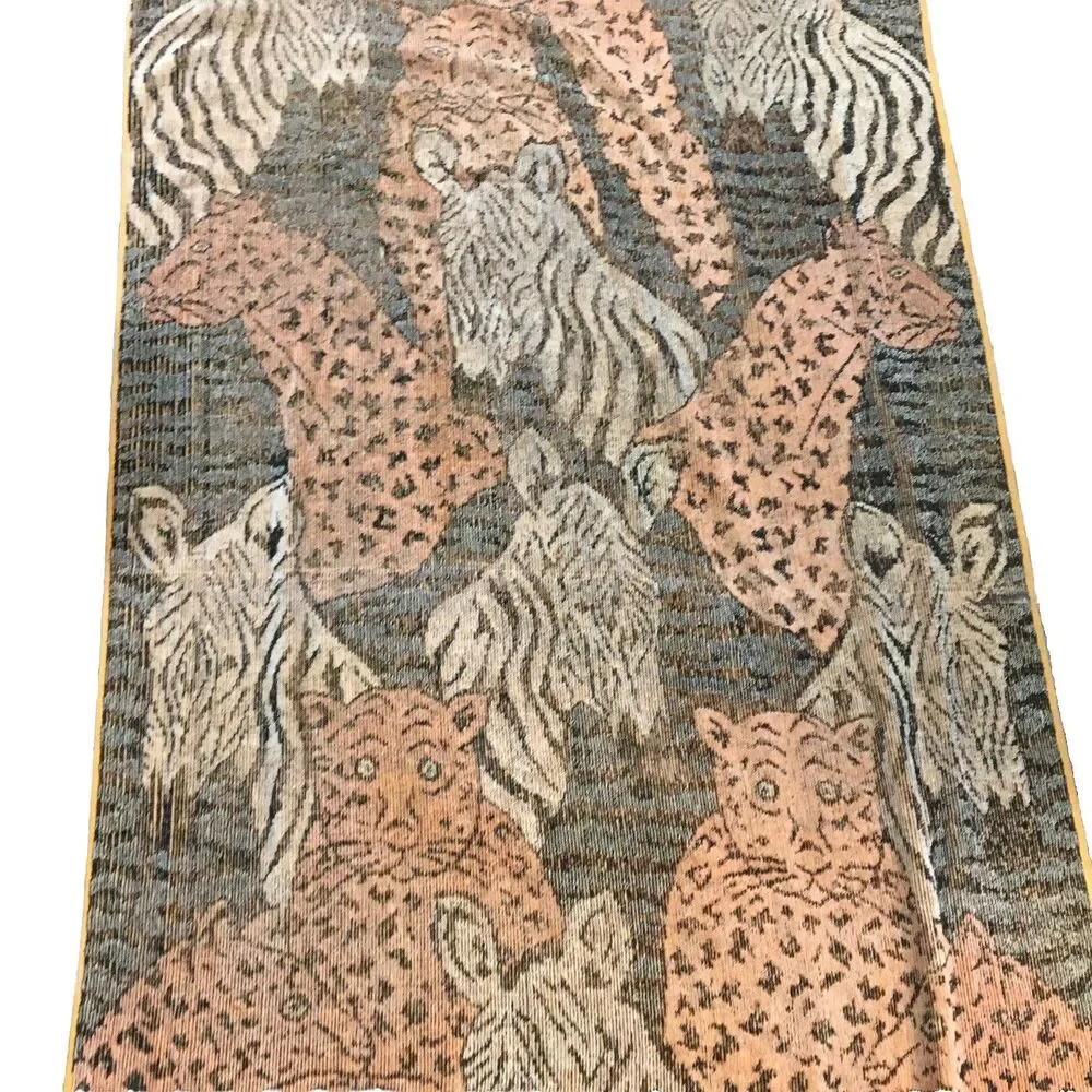 Vtg MCM Sea King Town House Towel Hong Kong African Animals Cheetah  30” x 60”
